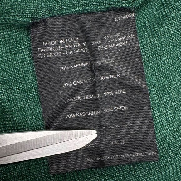 VTG Prada Silk Cashmere Sweater SZ M Green Crewneck Fitted Minimalist Designer - Picture 9 of 11